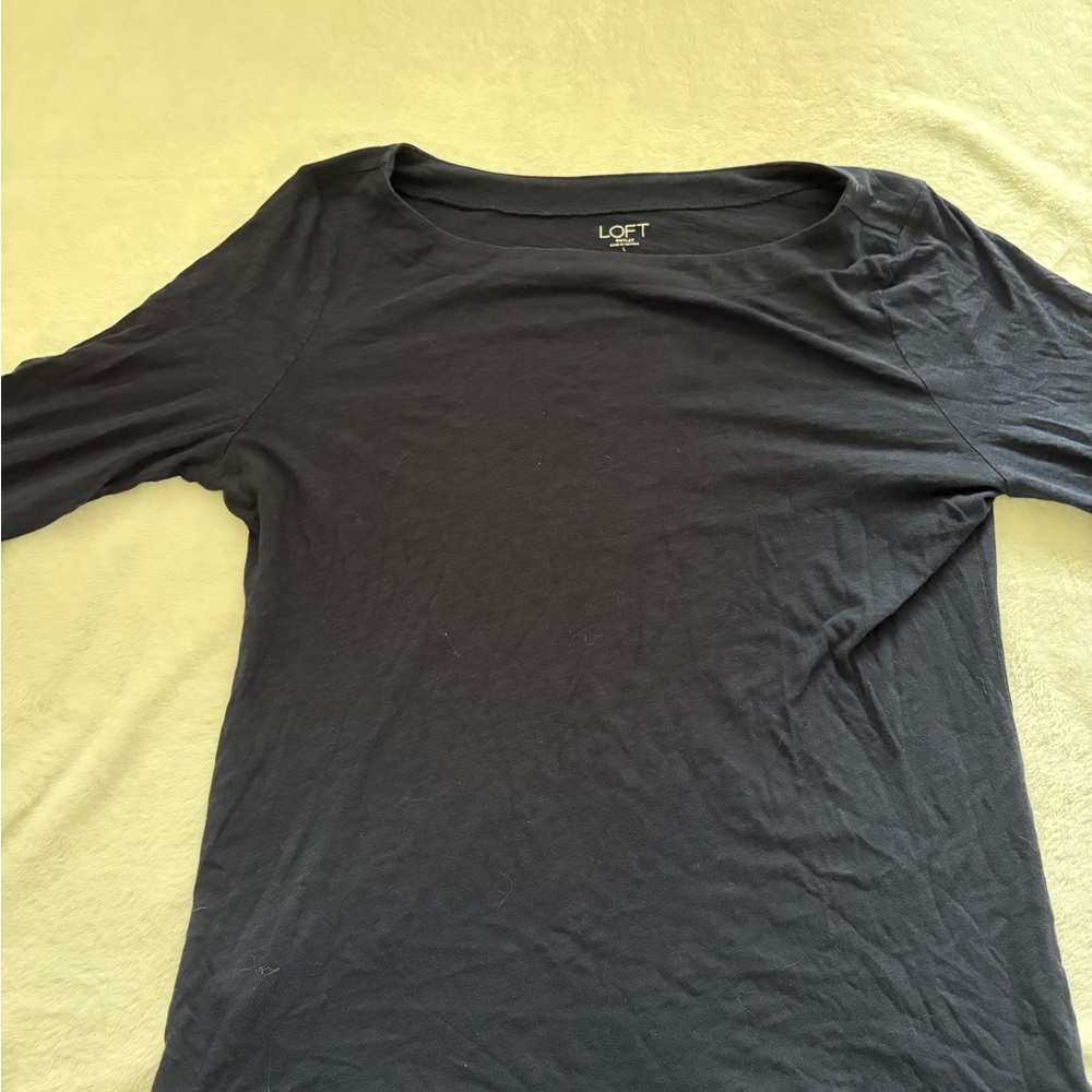 LOFT Elegant Black Long Sleeve Tee